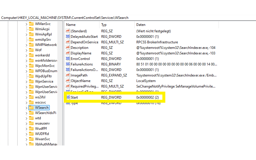 Windows Dineste Stratyp. Beispiel Windows Search Dienst. Option 2: Automatisch (Verzögerter Start)