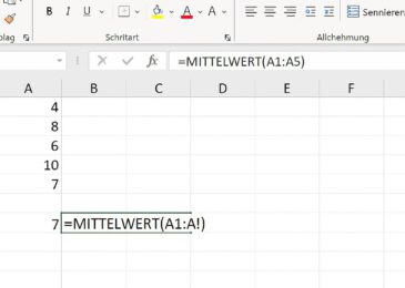 Excel Mittelwert berechnen