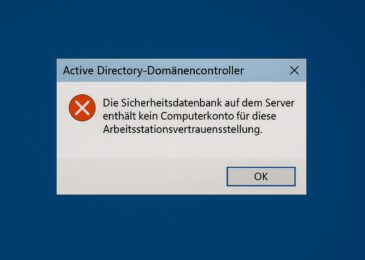 Fehler: Sicherheitsdatenbank enthält kein Computerkonto